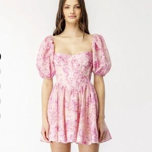 KIAH CORSET MINI DRESS IN PINK FLORAL SIZE 6